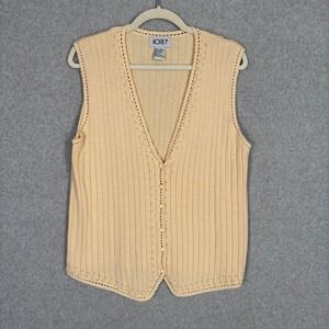Vintage Koret Crochet Pearls Sweater Vest Medium Peach Beaded Cottage Grandma **
